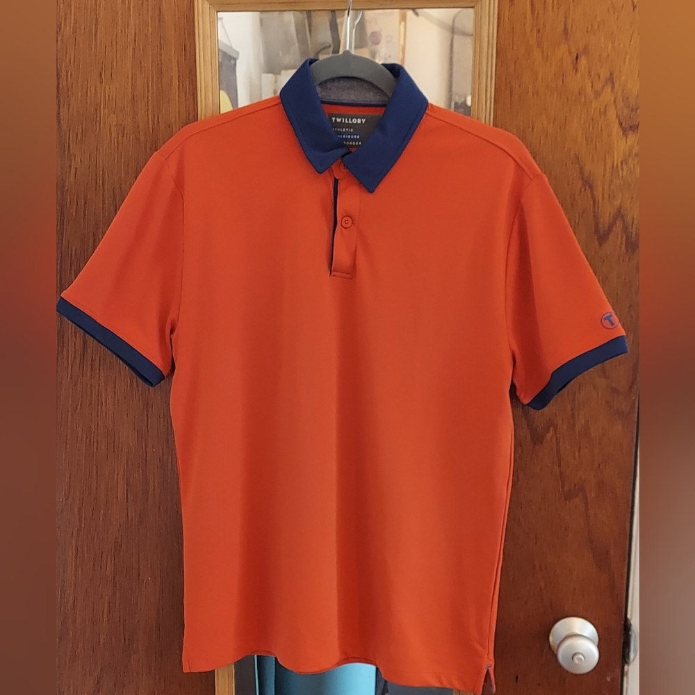 Twillory Men's Polo in Orange with Navy Accents